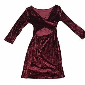 Velvet Burgundy Dress - center cut-out
